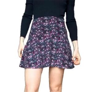 Aritzia Purple Floral Skater Skirt
